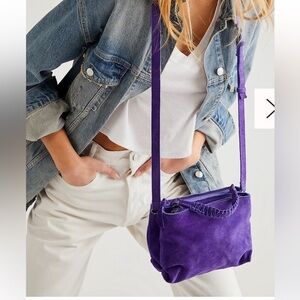 Free People “Cody” Purple Suede Crossbody Purse EUC